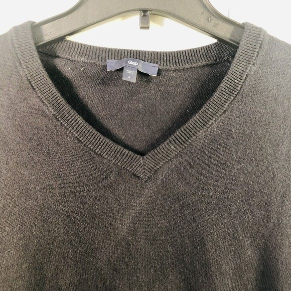 Men’s Gap Cashmere & Cotton Blend V-neck Dark Navy Blue Sweater Sz Large - Picture 3 of 10